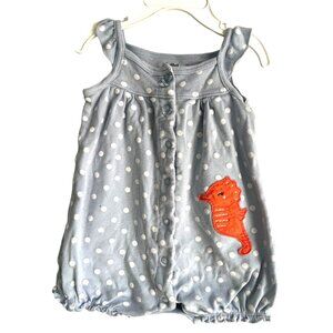 Child of Mine Sz 12 Months One Piece Romper Seahorse with Polka Dots